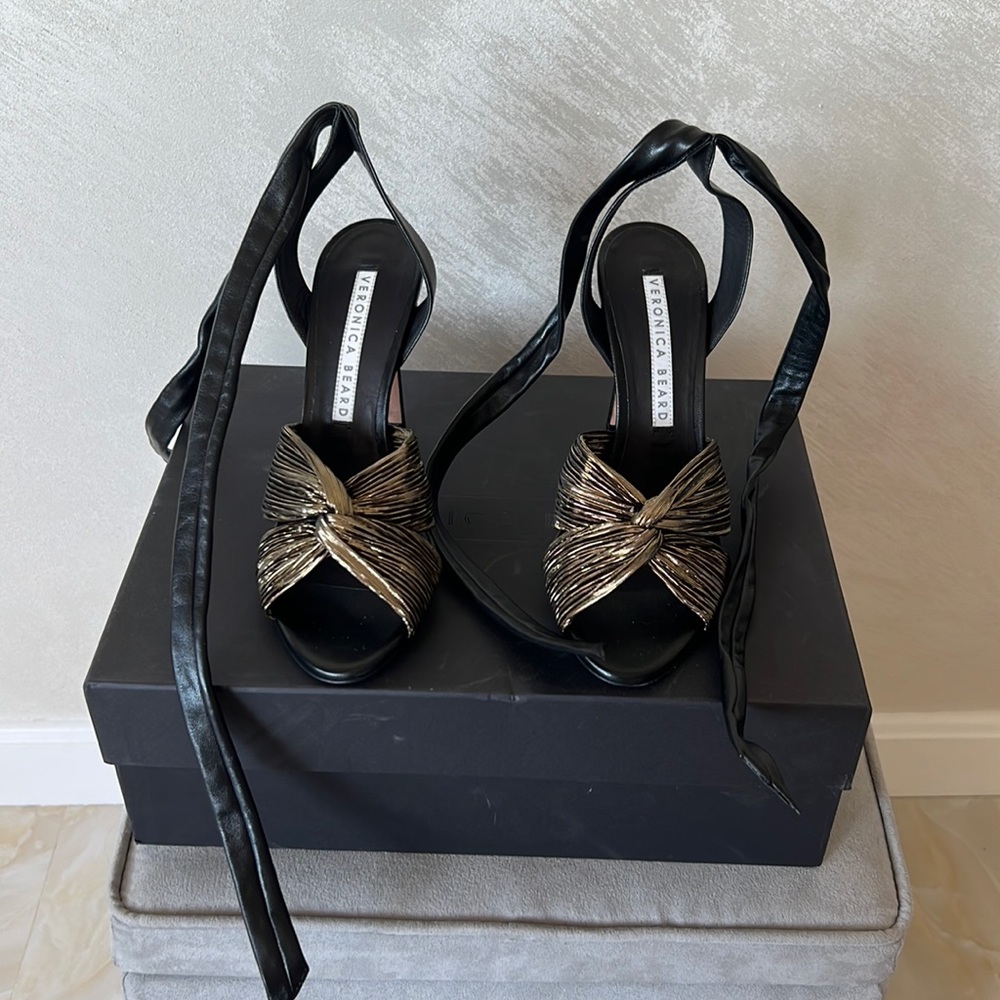 Veronica Beard Lace Up Open Toe Heel